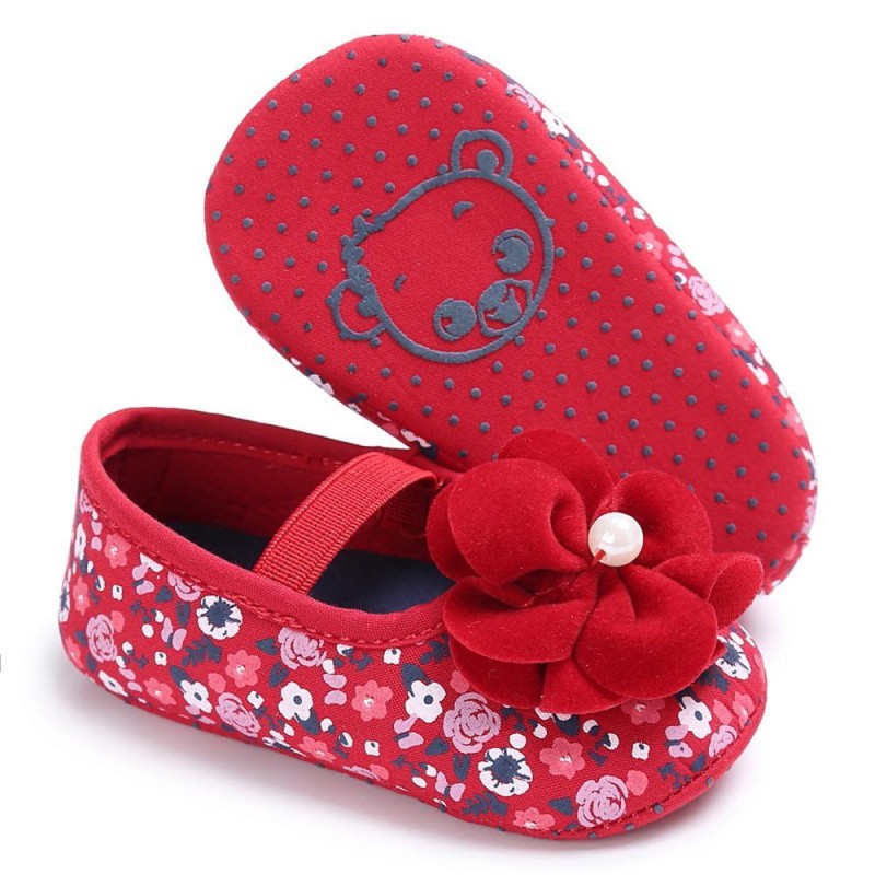 Baby Girls Flower Printed Slip On Shoes 