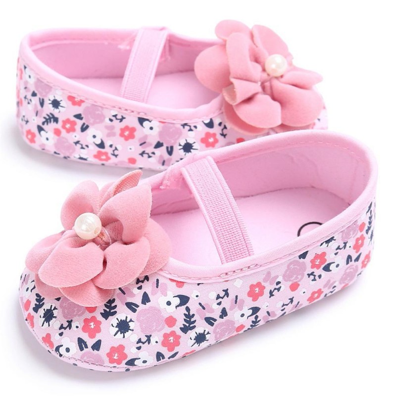 Baby Girls Flower Printed Slip On Shoes 