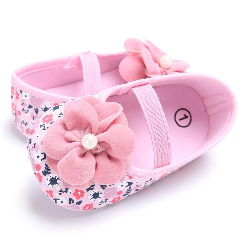 Baby Girls Flower Printed Slip On Shoes 