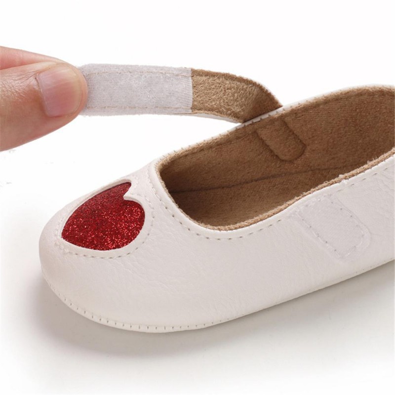 Baby Girls Heart Non-Slip Soft Magic Tape Flats Girls Shoes 