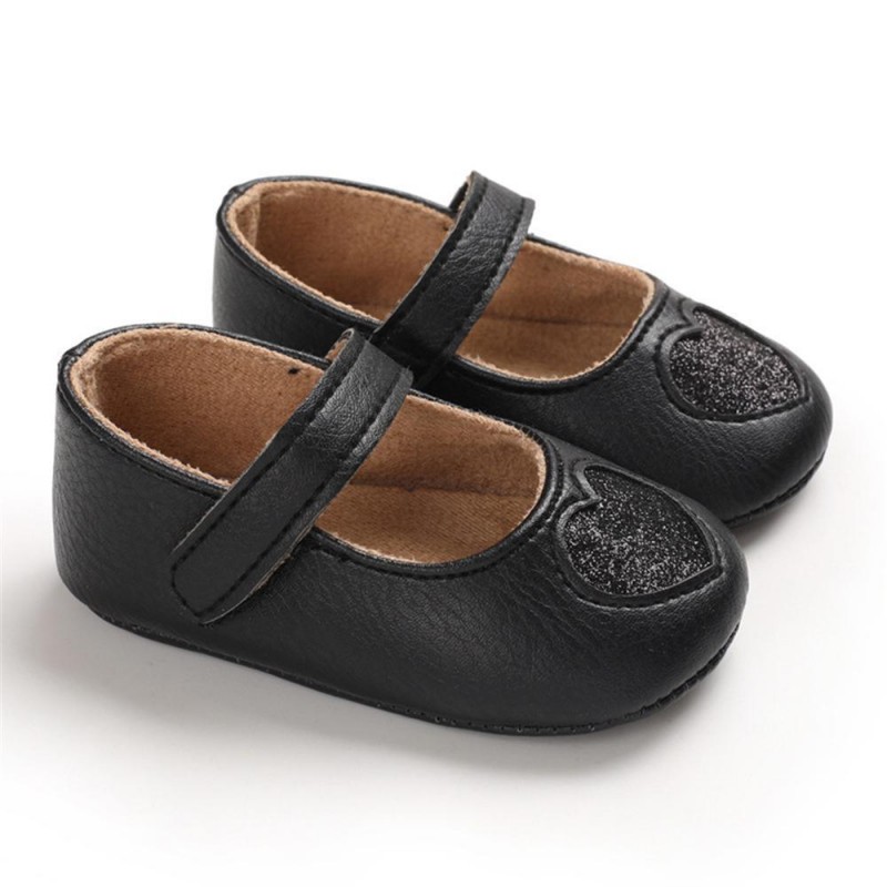 Baby Girls Heart Non-Slip Soft Magic Tape Flats Girls Shoes 
