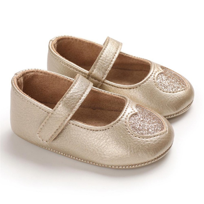 Baby Girls Heart Non-Slip Soft Magic Tape Flats Girls Shoes 