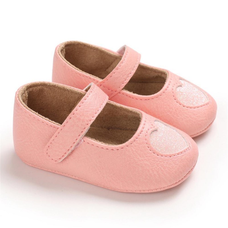 Baby Girls Heart Non-Slip Soft Magic Tape Flats Girls Shoes 