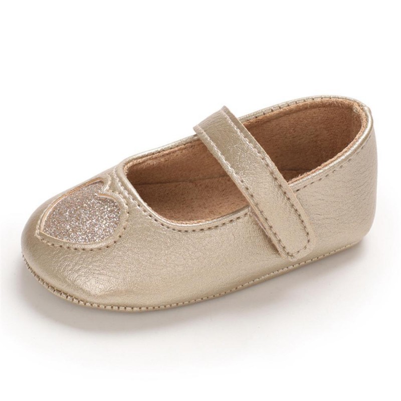 Baby Girls Heart Non-Slip Soft Magic Tape Flats Girls Shoes 