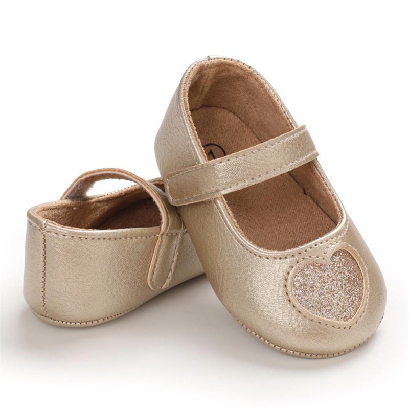 Baby Girls Heart Non-Slip Soft Magic Tape Flats Girls Shoes 