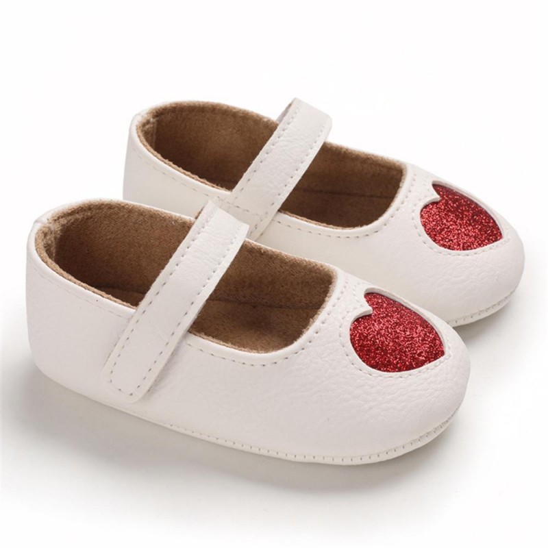 Baby Girls Heart Non-Slip Soft Magic Tape Flats Girls Shoes 
