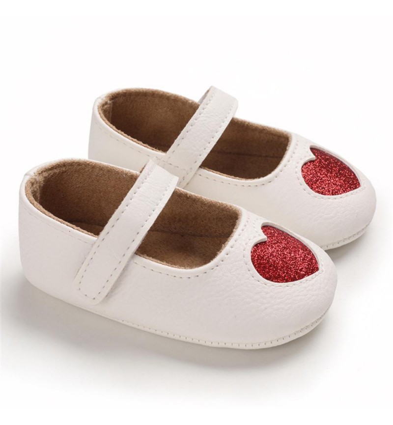 Baby Girls Heart Non-Slip Soft Magic Tape Flats Girls Shoes 