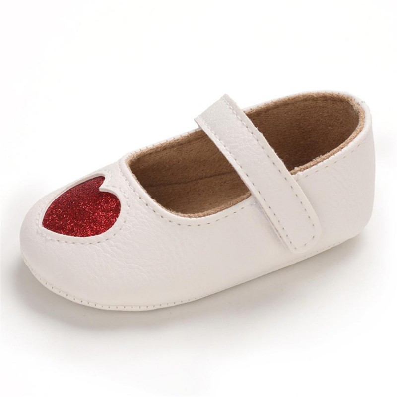Baby Girls Heart Non-Slip Soft Magic Tape Flats Girls Shoes 