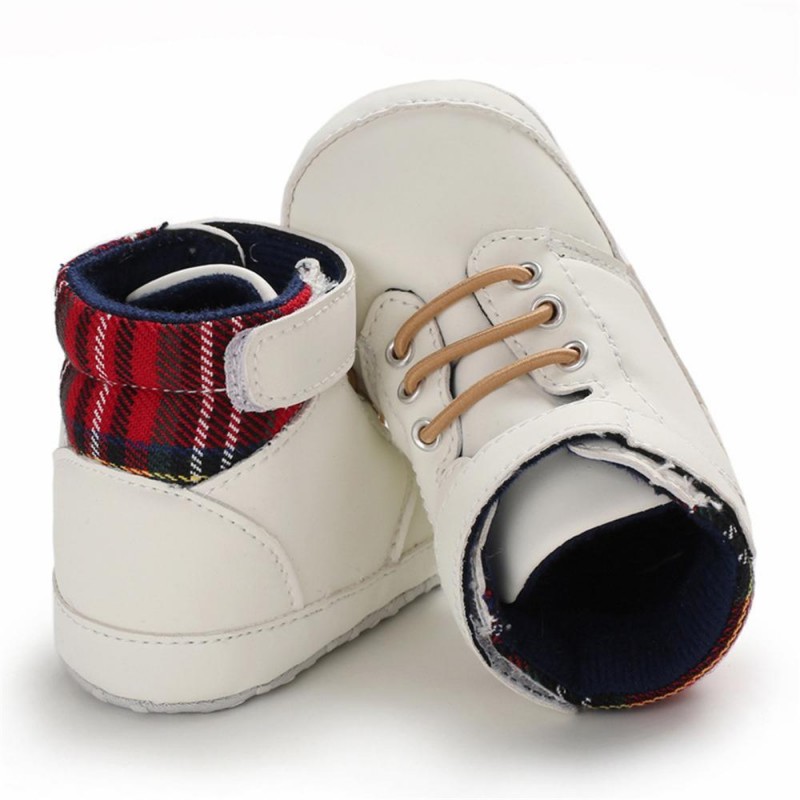 Baby Boys High Top Plaid Magic Tape Sneakers Toddler Shoes