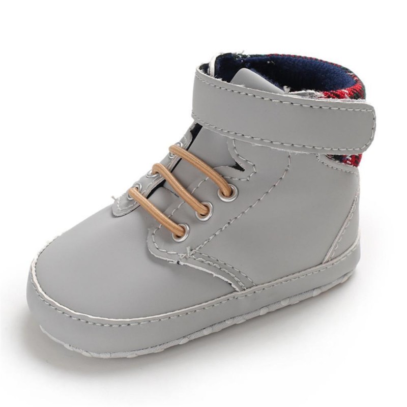 Baby Boys High Top Plaid Magic Tape Sneakers Toddler Shoes