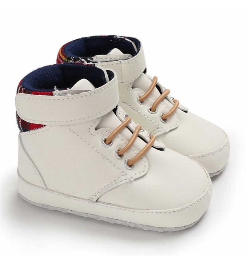 Baby Boys High Top Plaid Magic Tape Sneakers Toddler Shoes