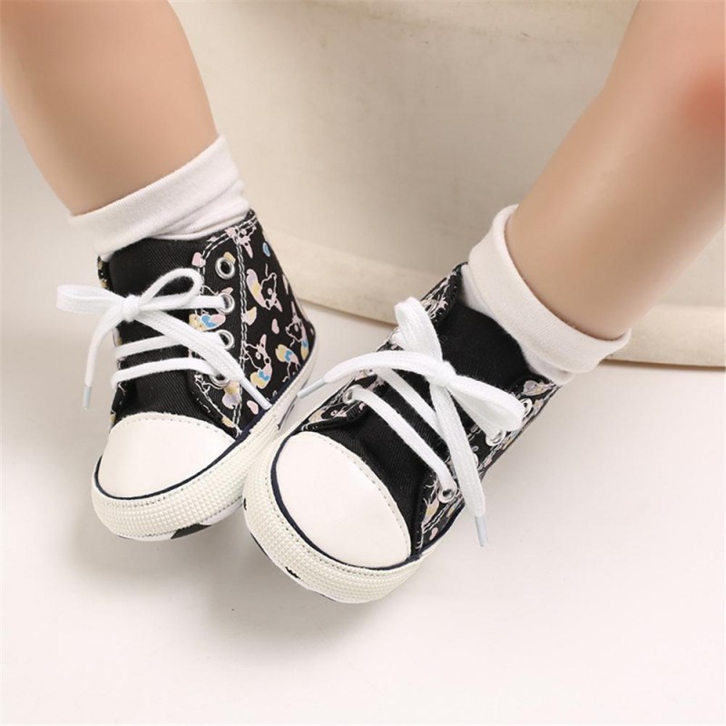 Baby Unisex Lace Up Canvas Cartoon Printed Casual Sneakers Kids Shoes vendors
