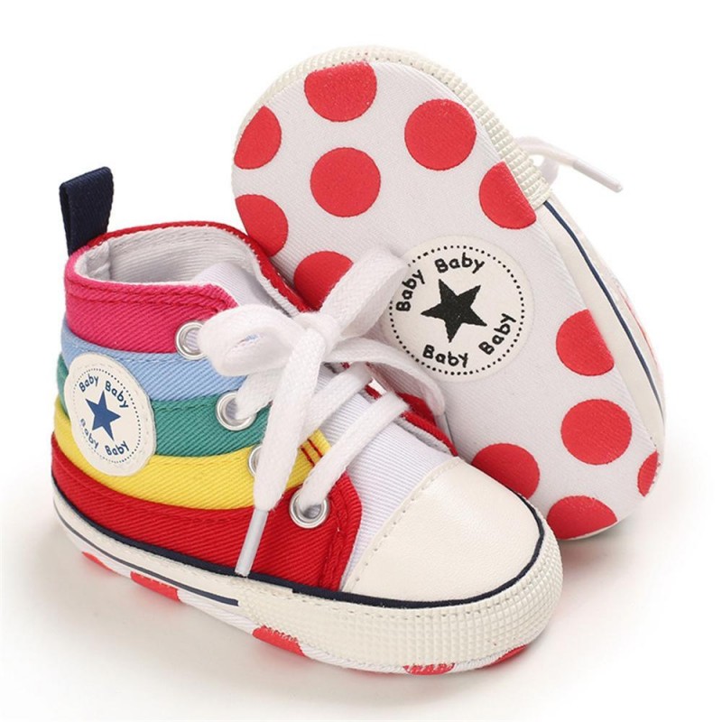 Baby Unisex Lace Up Canvas Cartoon Printed Casual Sneakers Kids Shoes vendors