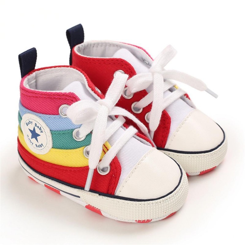 Baby Unisex Lace Up Canvas Cartoon Printed Casual Sneakers Kids Shoes vendors