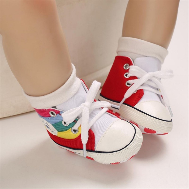 Baby Unisex Lace Up Canvas Cartoon Printed Casual Sneakers Kids Shoes vendors