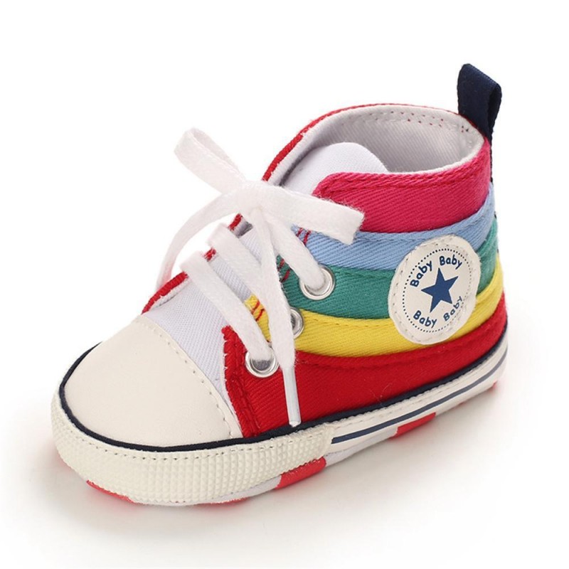 Baby Unisex Lace Up Canvas Cartoon Printed Casual Sneakers Kids Shoes vendors