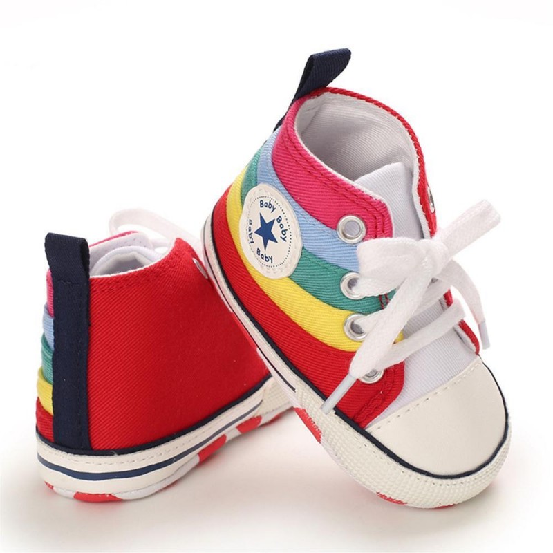Baby Unisex Lace Up Canvas Cartoon Printed Casual Sneakers Kids Shoes vendors
