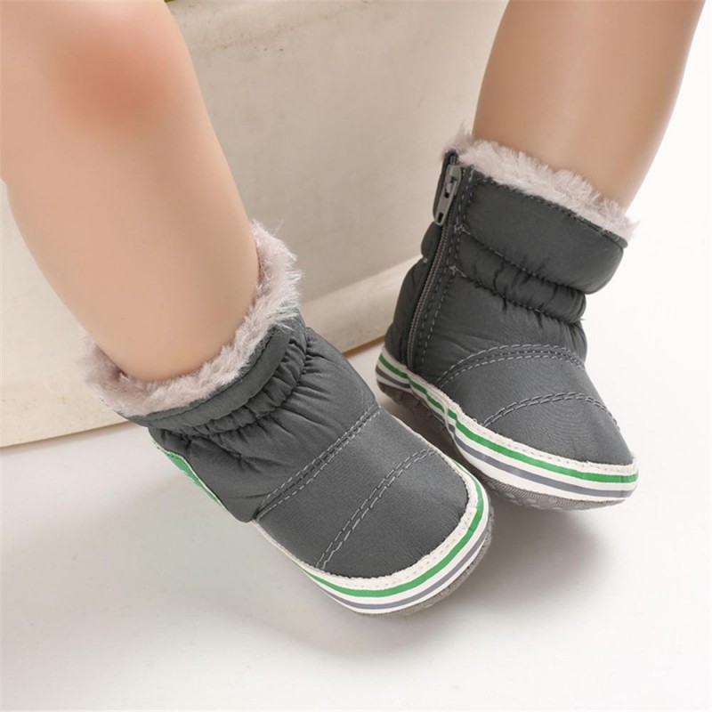 Baby Boys Letter Printed Zipper Winter Fur Snow Boots Baby Shoes
