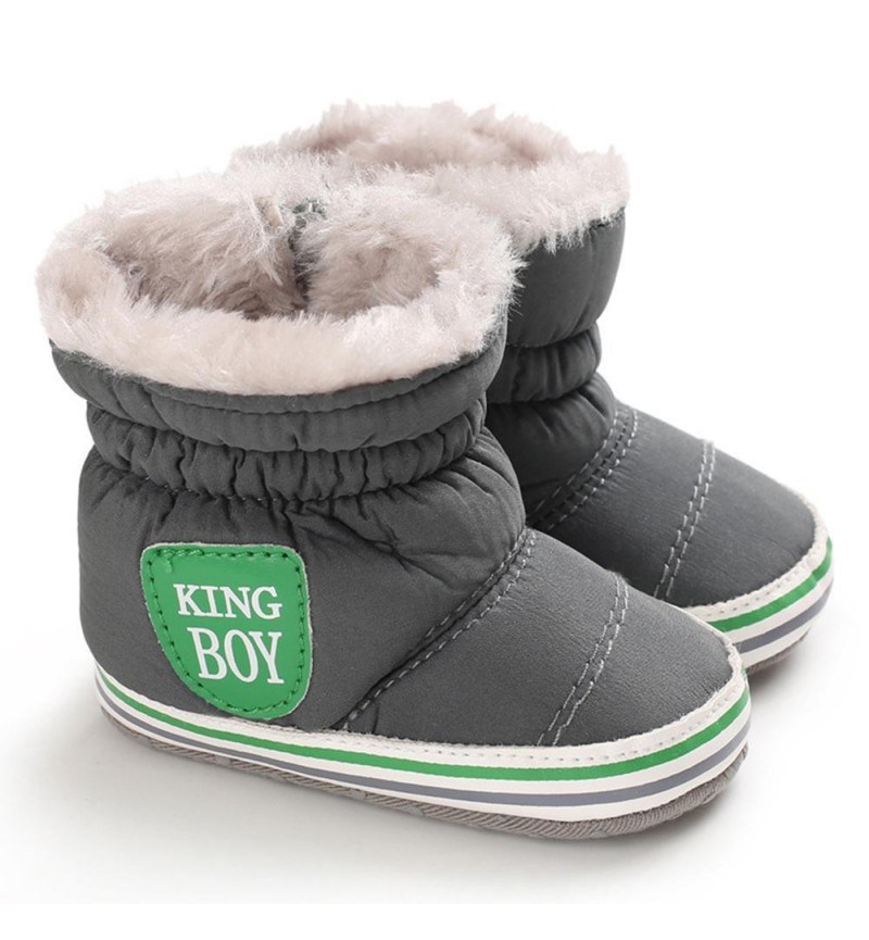 Baby Boys Letter Printed Zipper Winter Fur Snow Boots Baby Shoes