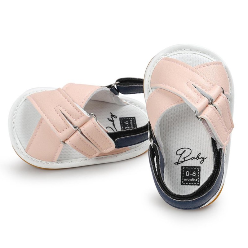 Baby Girls Magic Tape Open Toe PU Sandals Kids Shoes