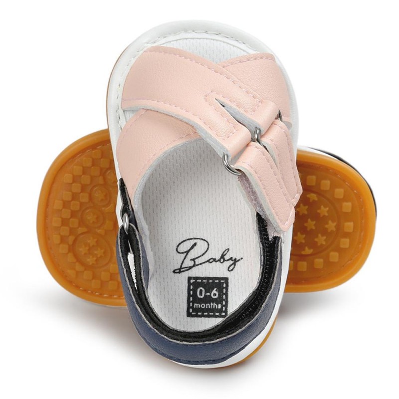 Baby Girls Magic Tape Open Toe PU Sandals Kids Shoes
