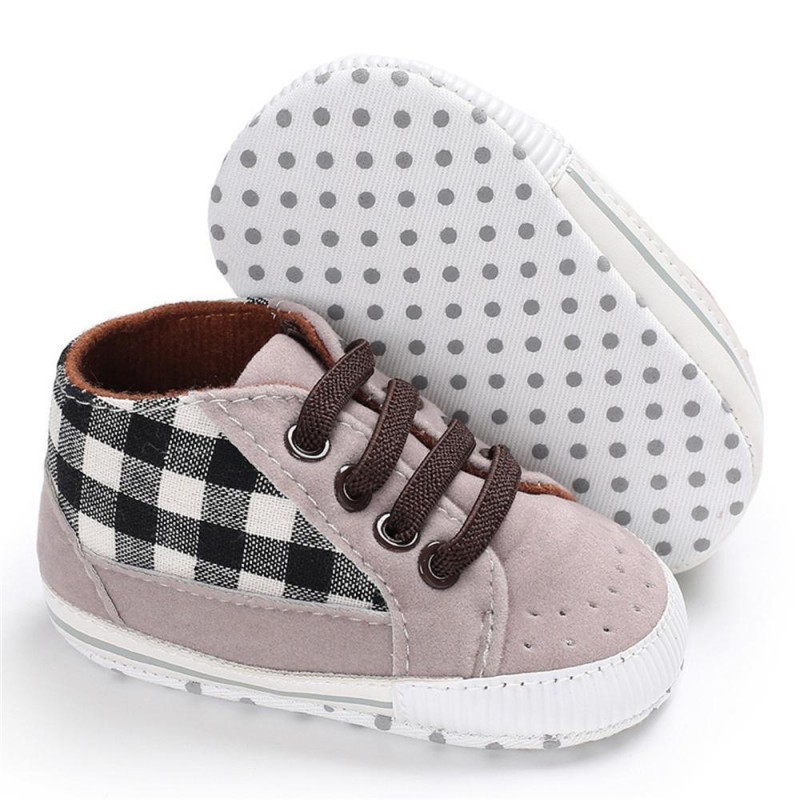 Baby Boys Plaid Lace-up Stylish Sneakers Baby Boy Shoes 