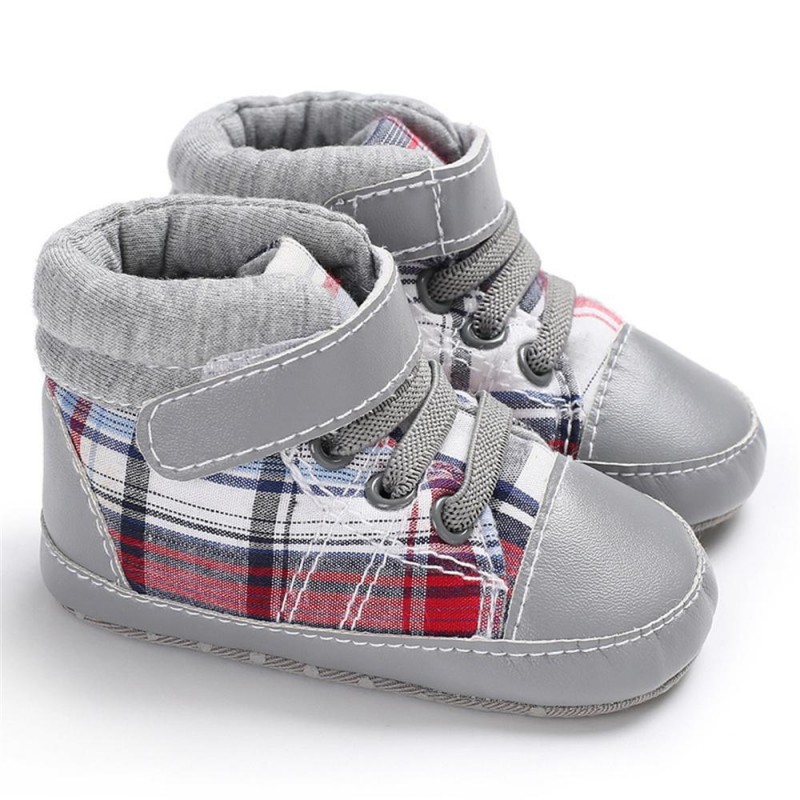Baby Boys Plaid Lace-up Stylish Sneakers Baby Boy Shoes 
