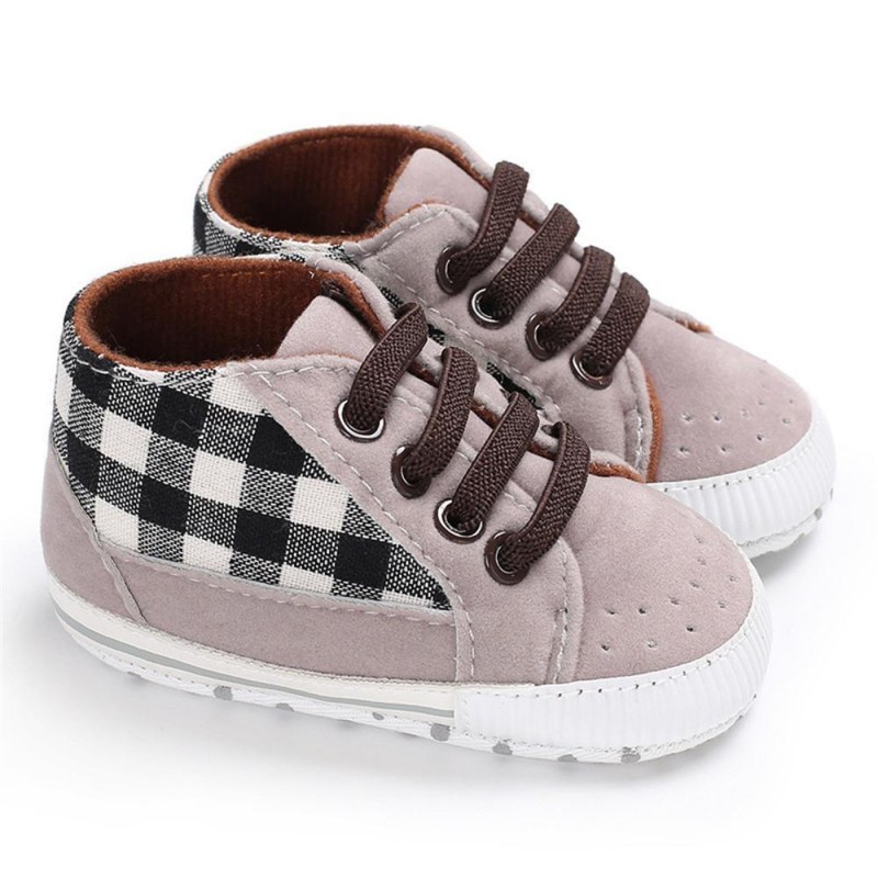 Baby Boys Plaid Lace-up Stylish Sneakers Baby Boy Shoes 