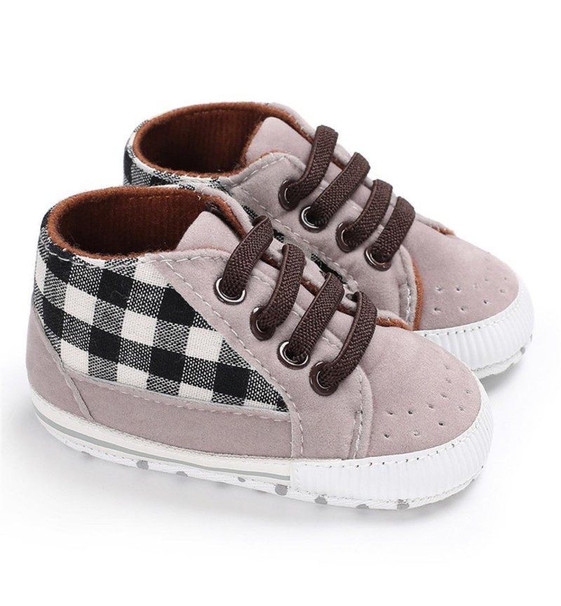 Baby Boys Plaid Lace-up Stylish Sneakers Baby Boy Shoes 