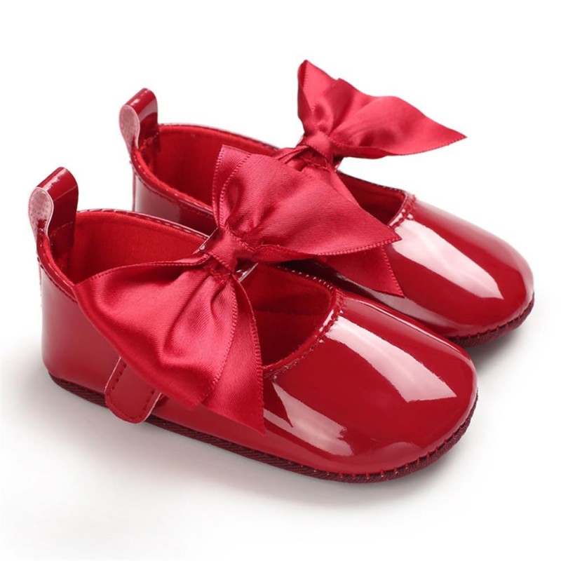 Baby Girls Solid Bow Decor Soft Flats Shoes