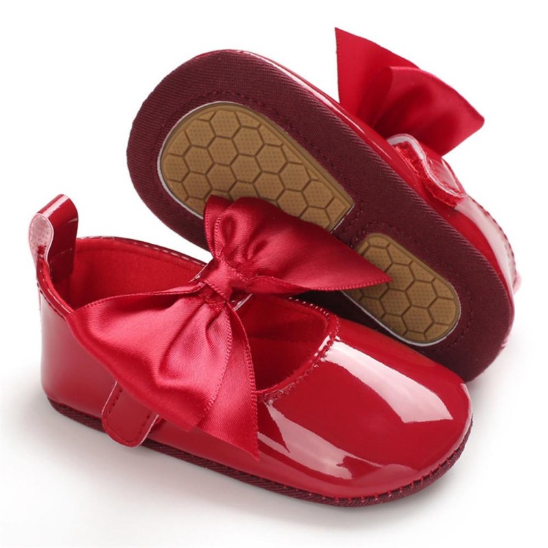 Baby Girls Solid Bow Decor Soft Flats Shoes