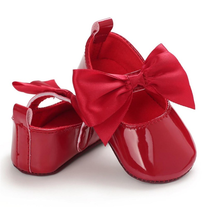 Baby Girls Solid Bow Decor Soft Flats Shoes