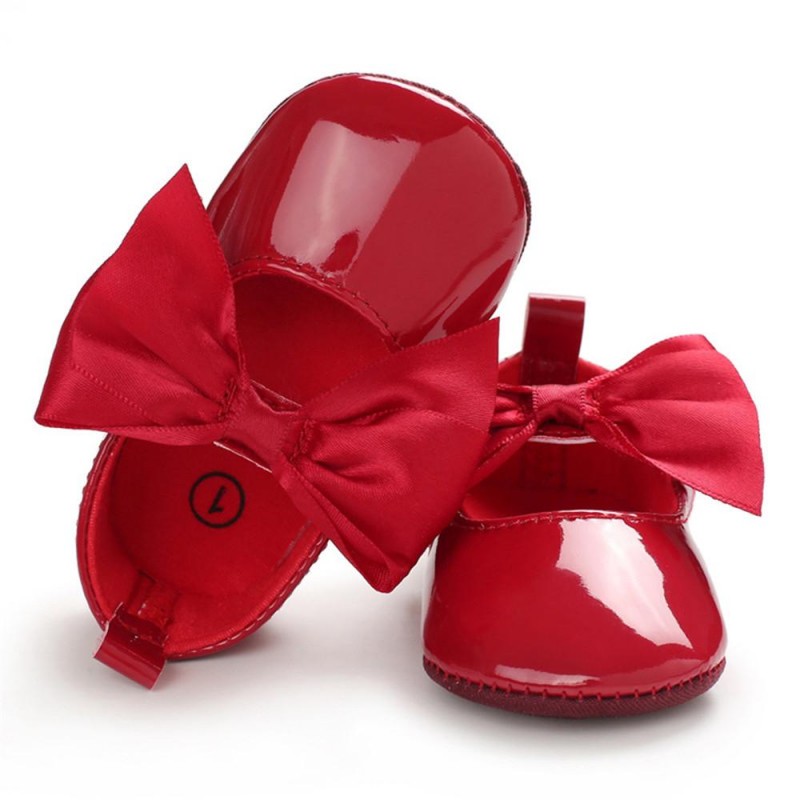 Baby Girls Solid Bow Decor Soft Flats Shoes