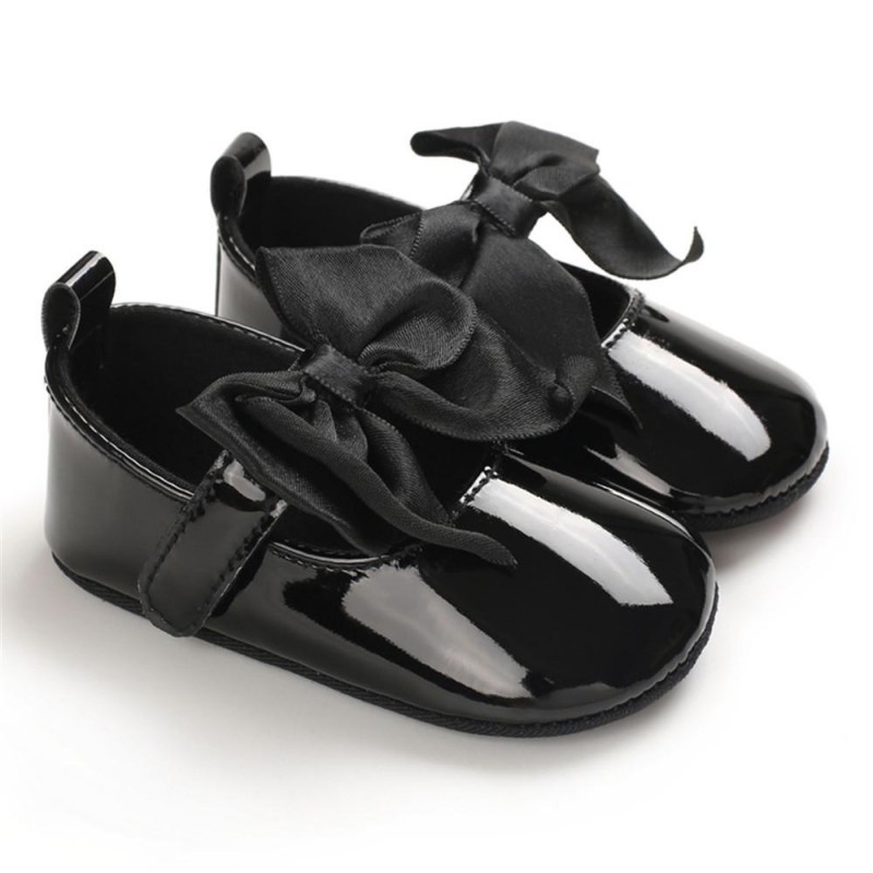 Baby Girls Solid Bow Decor Soft Flats Shoes