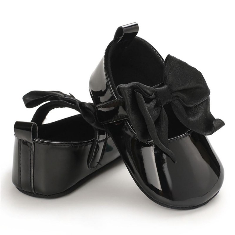 Baby Girls Solid Bow Decor Soft Flats Shoes