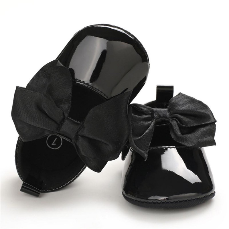Baby Girls Solid Bow Decor Soft Flats Shoes
