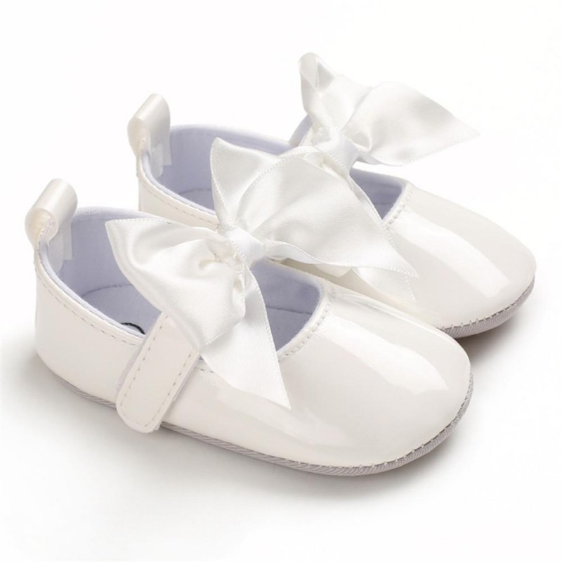 Baby Girls Solid Bow Decor Soft Flats Shoes