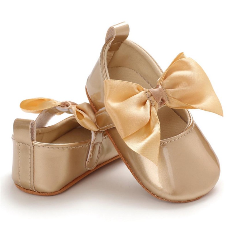 Baby Girls Solid Bow Decor Soft Flats Shoes