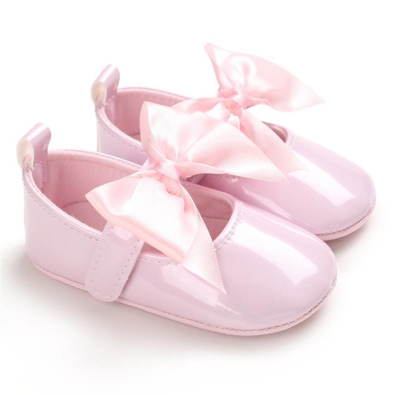 Baby Girls Solid Bow Decor Soft Flats Shoes