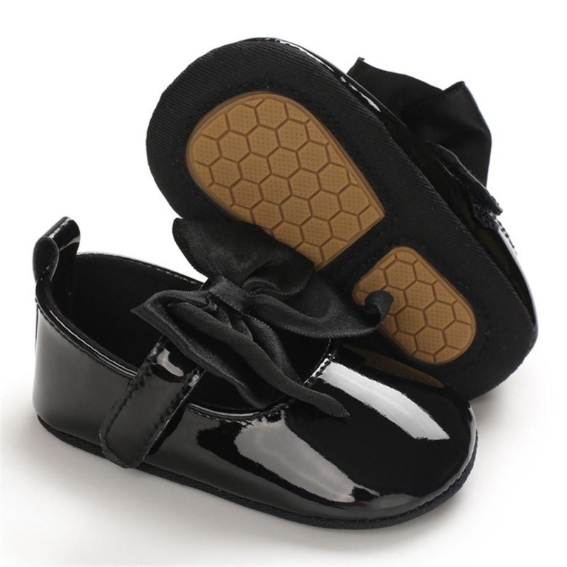 Baby Girls Solid Bow Decor Soft Flats Shoes