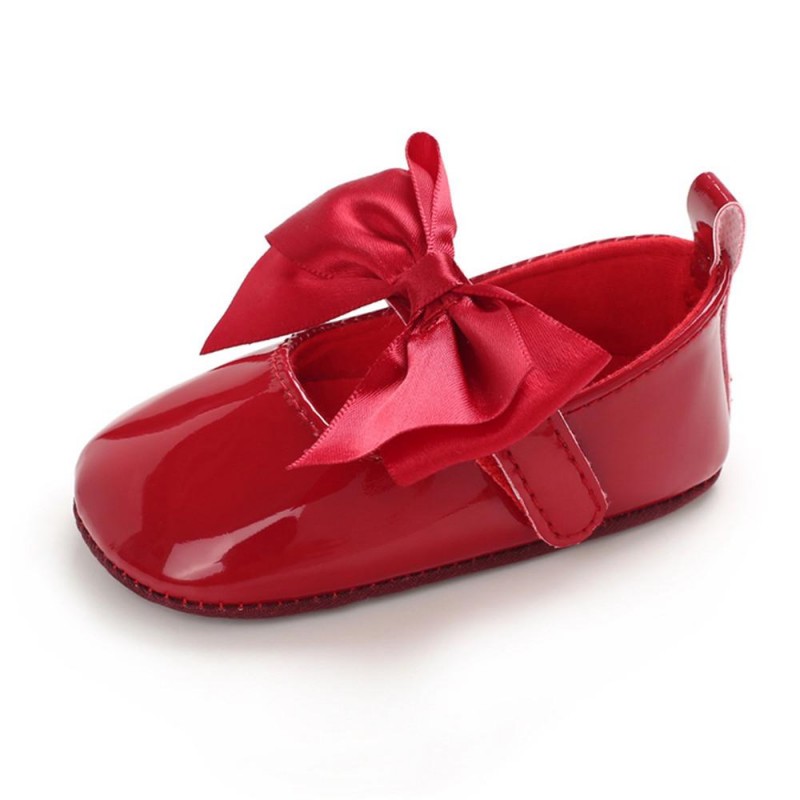 Baby Girls Solid Bow Decor Soft Flats Shoes
