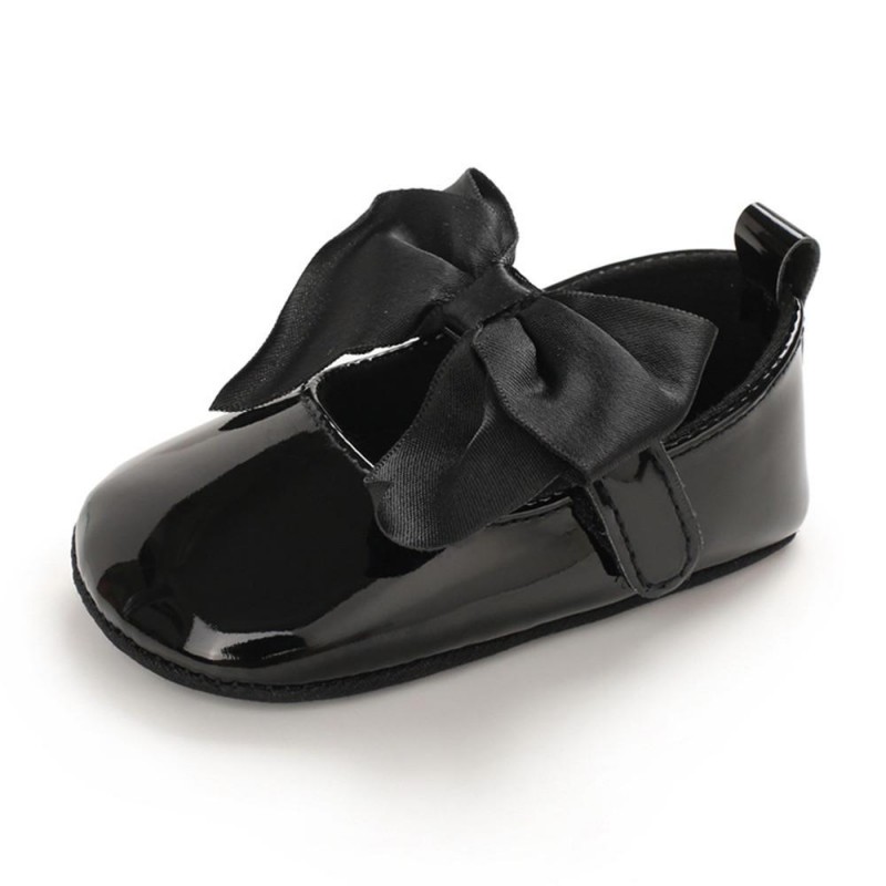 Baby Girls Solid Bow Decor Soft Flats Shoes