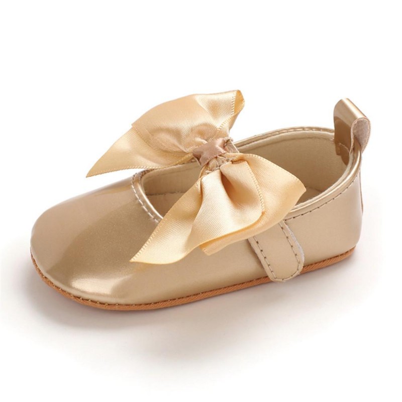 Baby Girls Solid Bow Decor Soft Flats Shoes