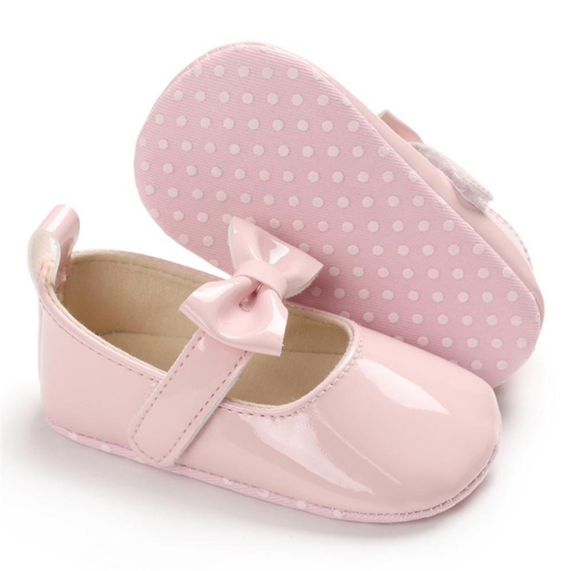Baby Girls Solid Cute PU Magic Tape Shoes Baby Shoes