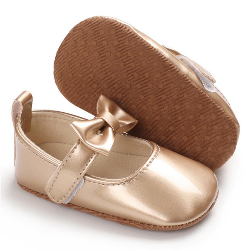 Baby Girls Solid Cute PU Magic Tape Shoes Baby Shoes
