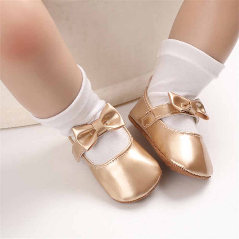 Baby Girls Solid Cute PU Magic Tape Shoes Baby Shoes