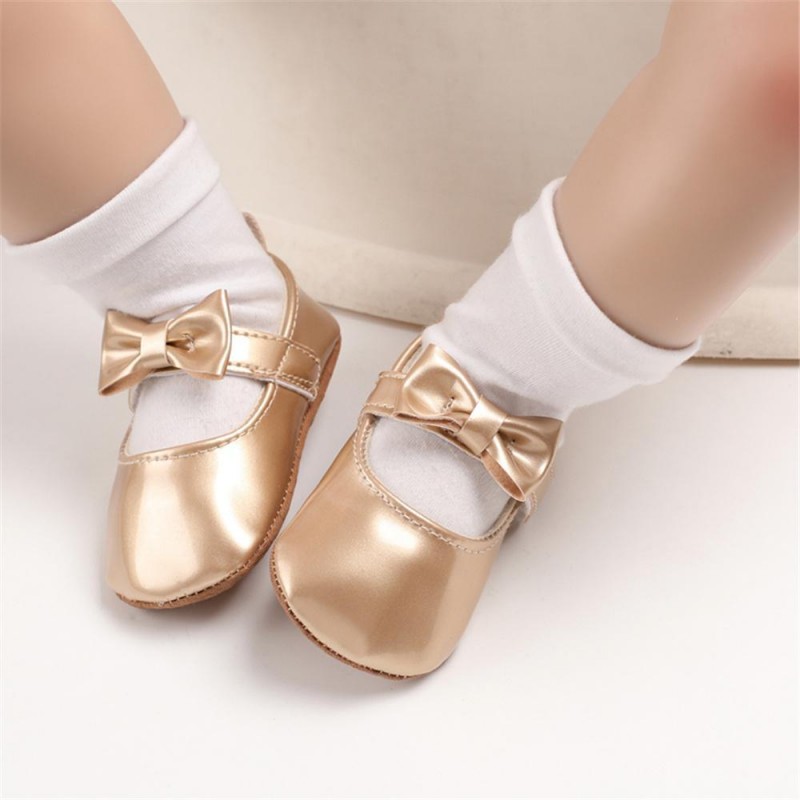 Baby Girls Solid Cute PU Magic Tape Shoes Baby Shoes