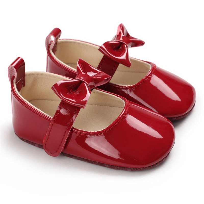 Baby Girls Solid Cute PU Magic Tape Shoes Baby Shoes