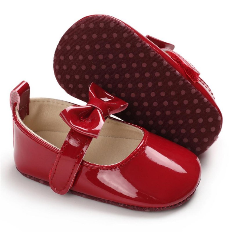 Baby Girls Solid Cute PU Magic Tape Shoes Baby Shoes