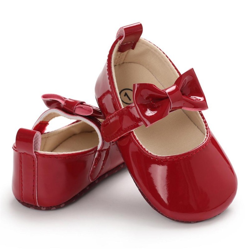 Baby Girls Solid Cute PU Magic Tape Shoes Baby Shoes